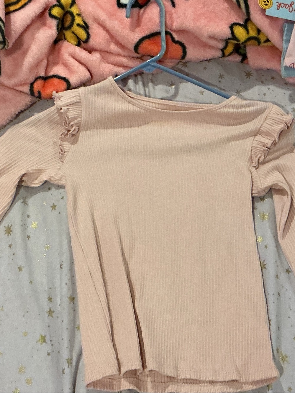 jumping beans Ribbed Long Sleeve Top in Pale Pink